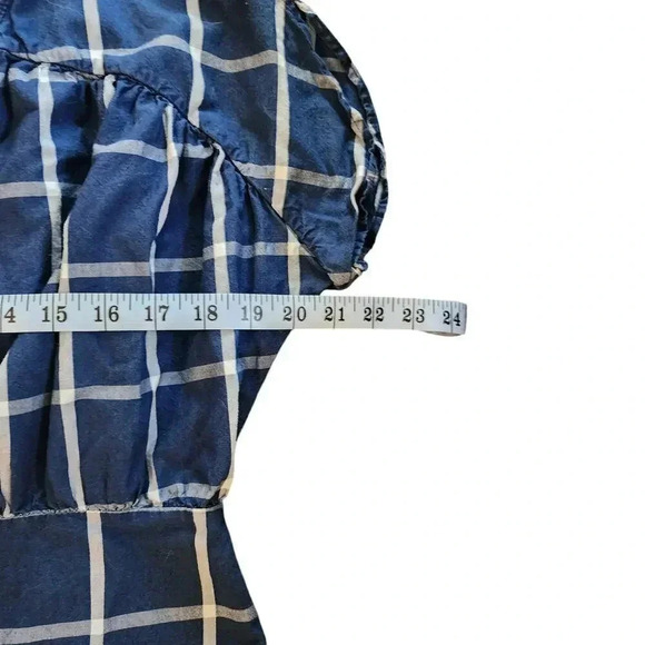 Zara TRF Women's Size M Blue Plaid Button Up Shirtdress Uneven Hem - Picture 8 of 8